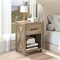 Natural Wood Nightstand with Drawer & Bottom Shelf, Rustic Farmhouse Bedside Table, 18”L x 15.5”W x 26.5”H